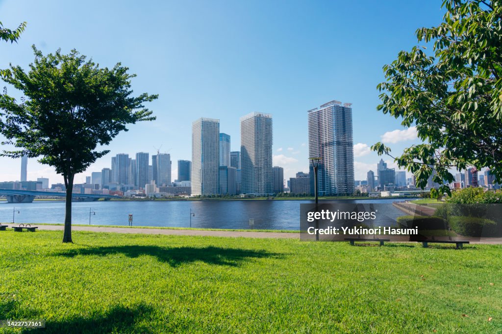 View of Tokyo Bayside under the blue sky