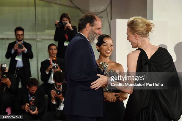 Italian director Luca Guadagnino, Canadian actress Taylor Russell and Australian actress Cate Blanchett at the 79 Venice International Film Festival...