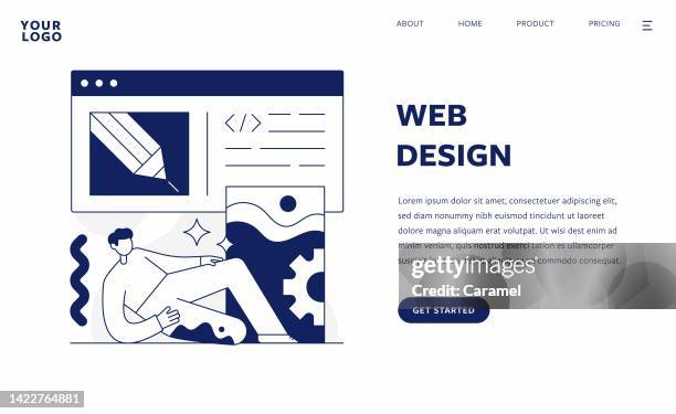 web design concept stock illustration. - young software engineer stock illustrations