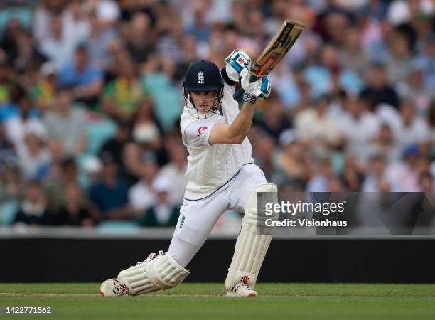 Harry Brook of England batting during Day Three of the Third LV= Insurance Test Match between England and South Africa at The Kia Oval on September...