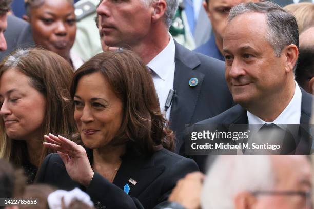 Vice President Kamala Harris and second gentleman Doug Emhoff attend the annual 9/11 Commemoration Ceremony at the National 9/11 Memorial and Museum...