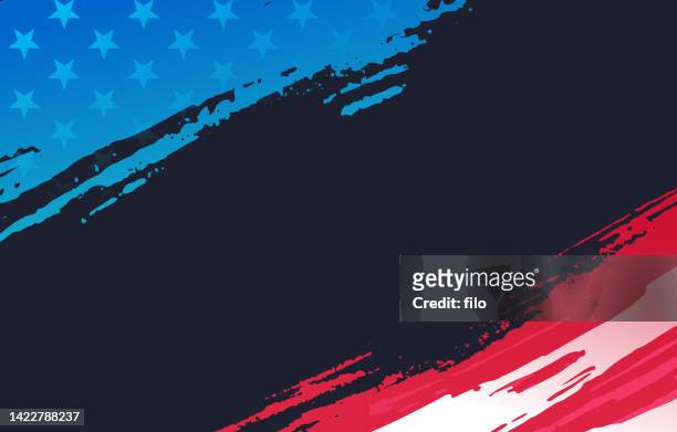 ilustrações de stock, clip art, desenhos animados e ícones de brushed painted american flag abstract dark background - american flag art