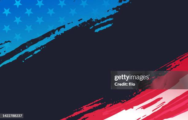 brushed painted american flag abstract dark background - patriotic banner stock illustrations