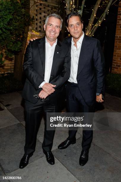 Rick Mercer and George Stroumboulopoulos attend the 14th Annual Artists for Peace and Justice Fundraiser during Toronto International Film Festival...