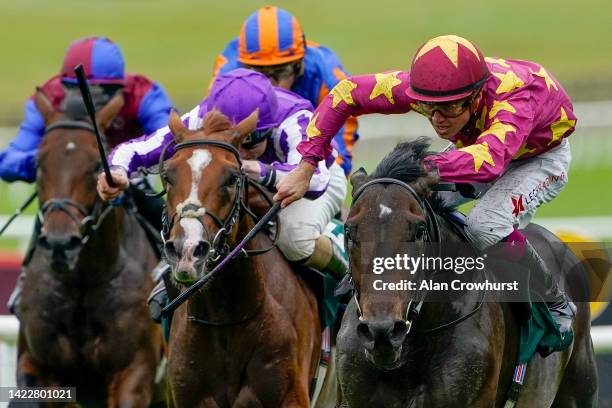 Dylan Browne McMonagle riding Al Riffa win The Goffs Vincent O'Brien National Stakes at Curragh Racecourse on September 11, 2022 in Kildare, Ireland.