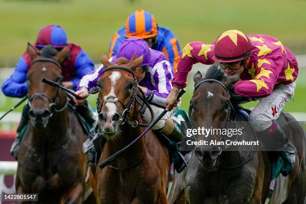 Dylan Browne McMonagle riding Al Riffa win The Goffs Vincent O'Brien National Stakes at Curragh Racecourse on September 11, 2022 in Kildare, Ireland.