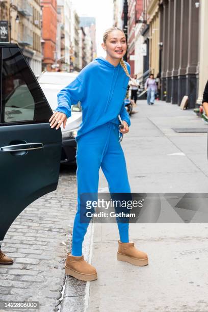 Gigi Hadid is seen in SoHo on September 11, 2022 in New York City.