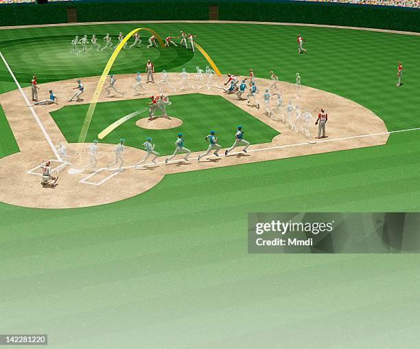 baseball live stats - people standing in field stock illustrations