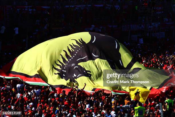 Ferrari fans show their support during the F1 Grand Prix of Italy at Autodromo Nazionale Monza on September 11, 2022 in Monza, Italy.