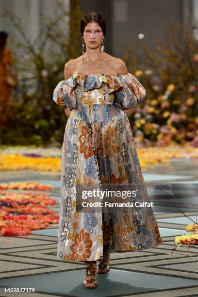 Model walks the runway for the Ulla Johnson fashion show during September 2022 New York Fashion Week: The Shows on September 11, 2022 in New York...