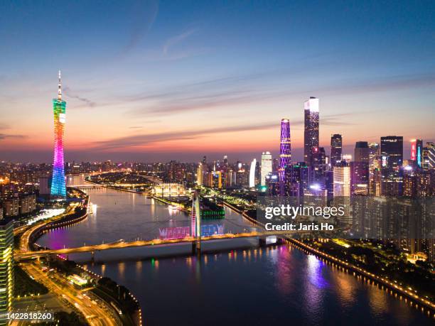 night view of guangzhou, south of china - guangzhou stock pictures, royalty-free photos & images