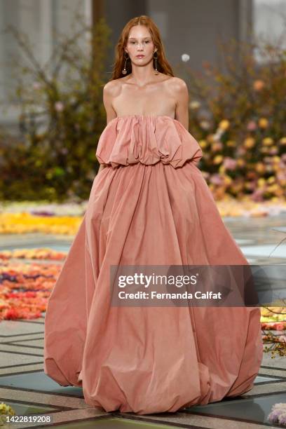 Model walks the runway for the Ulla Johnson fashion show during September 2022 New York Fashion Week: The Shows on September 11, 2022 in New York...