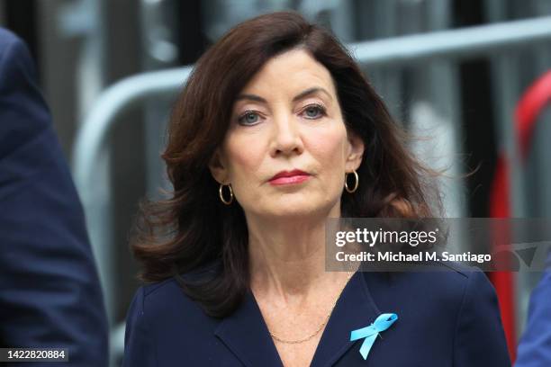 Gov. Kathy Hochul arrives for the annual 9/11 Commemoration Ceremony at the National 9/11 Memorial and Museum on September 11, 2022 in New York City....