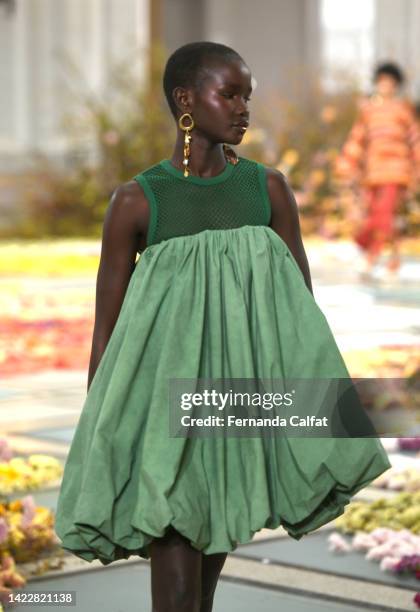 Model walks the runway for the Ulla Johnson fashion show during September 2022 New York Fashion Week: The Shows on September 11, 2022 in New York...