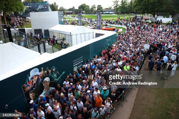 General view of fans as they leave after play finishes during Round Three on Day Four of the BMW PGA Championship at Wentworth Golf Club on September...