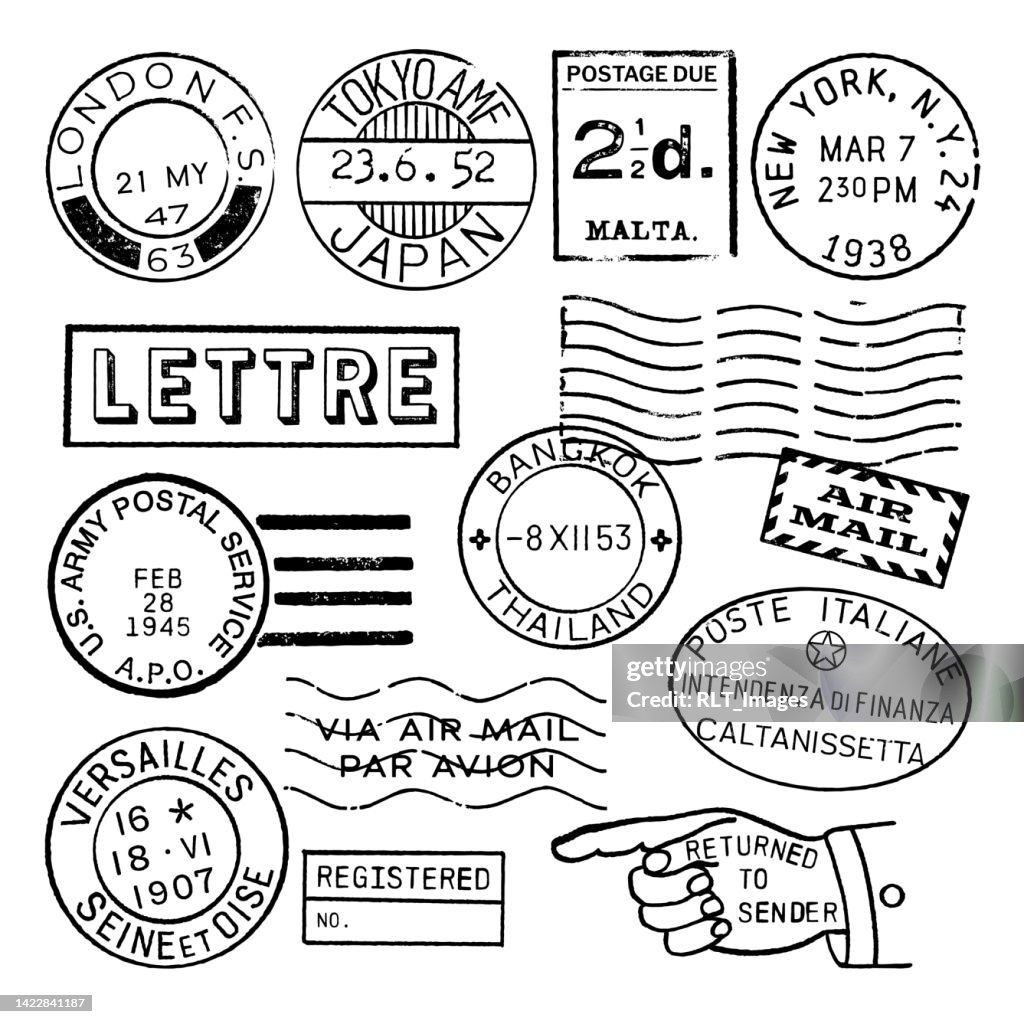 Cachets postaux vintage World et compteurs postaux
