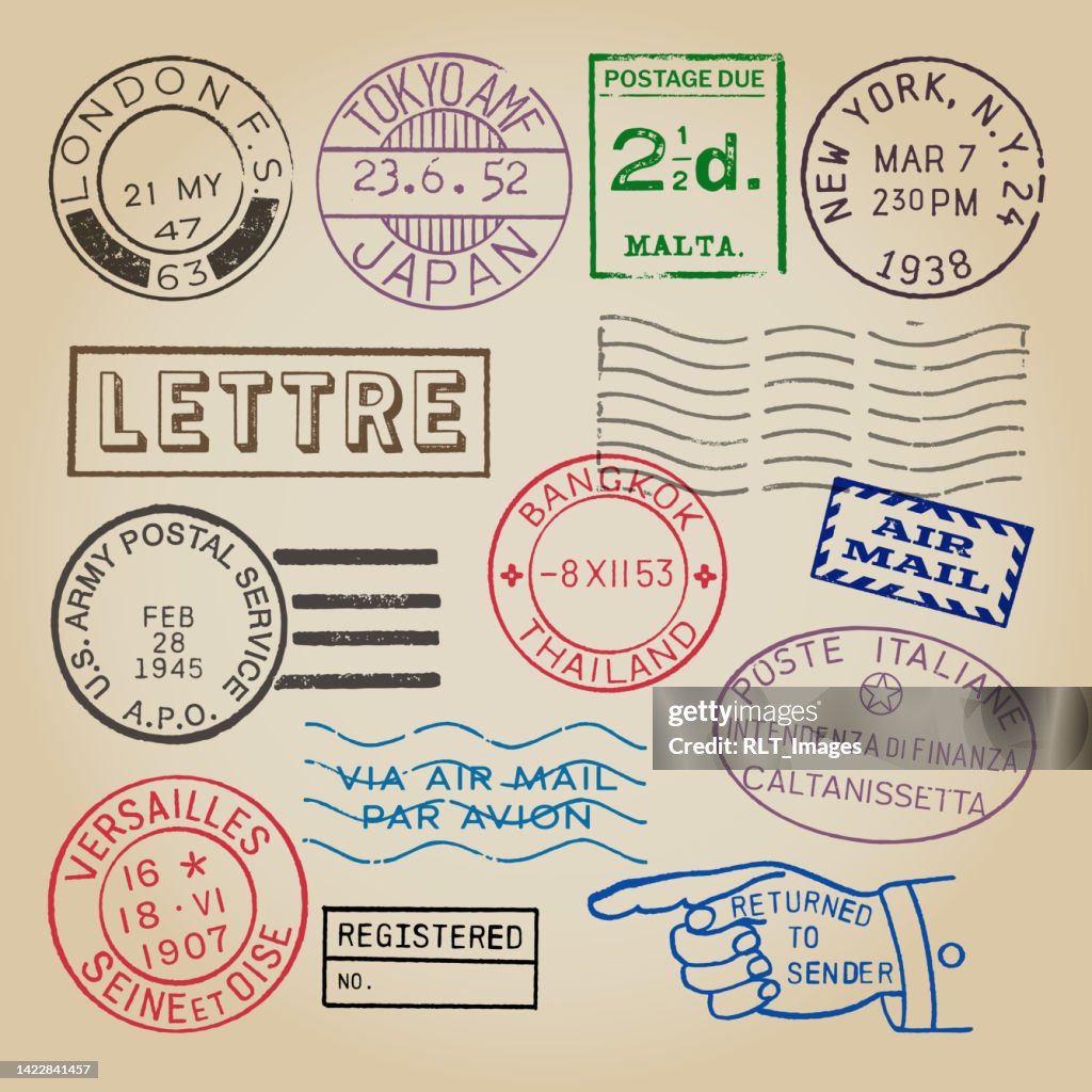 Cachets postaux vintage World et compteurs postaux