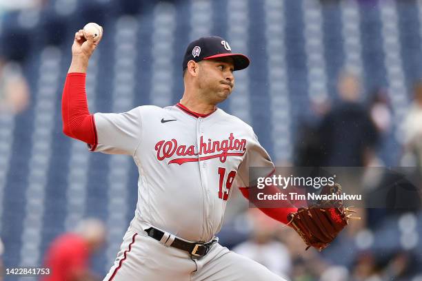 Anibal Sanchez of the Washington Nationals pitches during the first inning against the Philadelphia Phillies at Citizens Bank Park on September 11,...