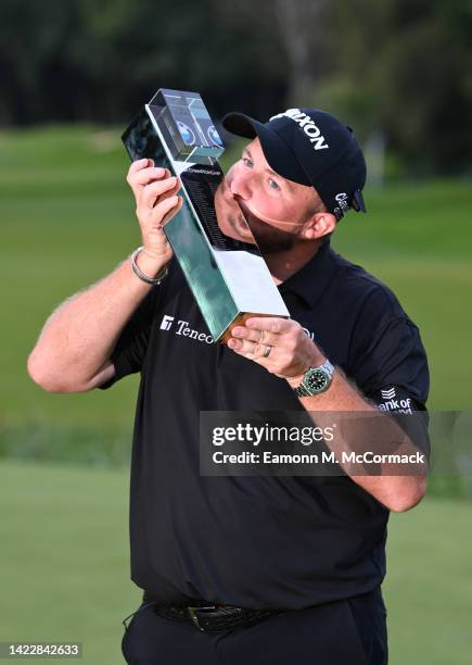 Shane Lowry of Ireland kisses the BMW PGA Championship trophy after winning the tournament during Round Three on Day Four of the BMW PGA Championship...