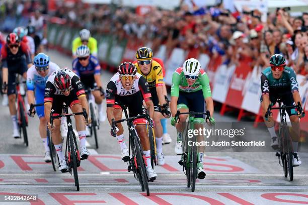 Pascal Ackermann of Germany, Juan Sebastián Molano Benavides of Colombia and UAE Team Emirates, Mads Pedersen of Denmark and Team Trek - Segafredo -...