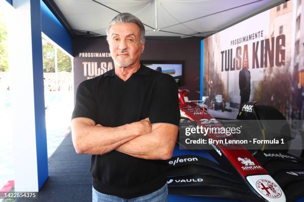 Sylvester Stallone poses for a photo to promote his Paramount+ show Tulsa King prior to the F1 Grand Prix of Italy at Autodromo Nazionale Monza on...