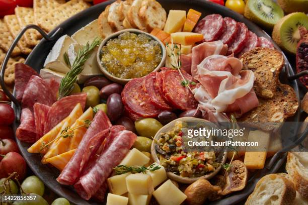 charcuterie platter - appetizers stock pictures, royalty-free photos & images
