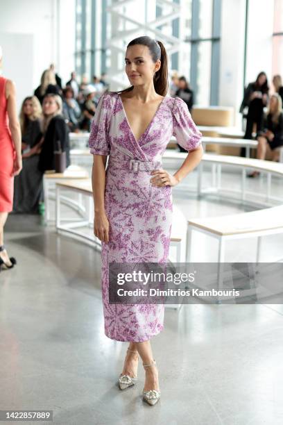 Torrey DeVitto attends Badgley Mischka Spring 2023 Runway Show at Gallery at Spring Studios on September 11, 2022 in New York City.