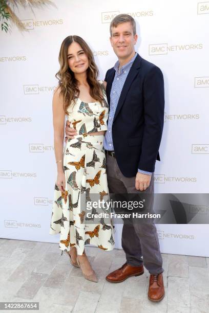 Betsy Brandt and Grady Olsen attend AMC Networks' Emmy Brunch Photocall at Ysabel on September 11, 2022 in West Hollywood, California.