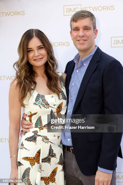 Betsy Brandt and Grady Olsen attend AMC Networks' Emmy Brunch Photocall at Ysabel on September 11, 2022 in West Hollywood, California.