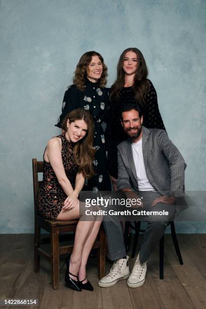 Anna Kendrick, Mary Nighy, Kaniehtiio Horn, and Charlie Carrick of "Alice, Darling" pose in the Getty Images Portrait Studio Presented by IMDb and...