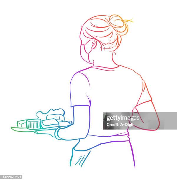 waitress platter rainbow - training occupational safety and health stock illustrations