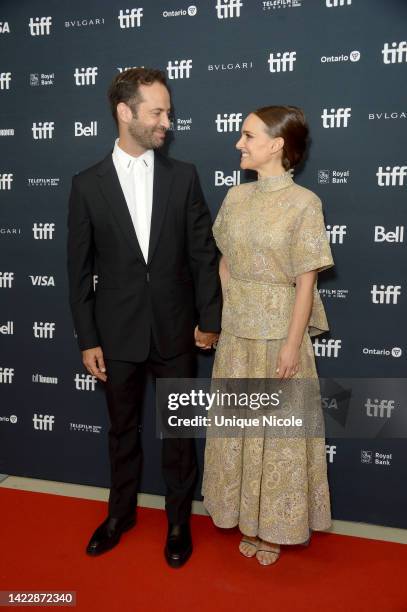 Benjamin Millepied and Natalie Portman attends the "Carmen" Premiere during the 2022 Toronto International Film Festival at TIFF Bell Lightbox on...