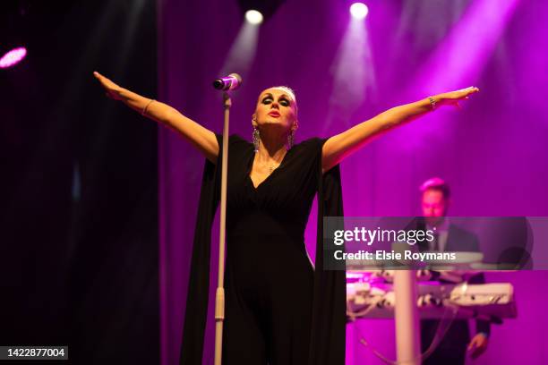 Susan Ann Sulley of The Human League performs during Clarebout Frietrock Festival on September 11, 2022 in Ieper, Belgium.