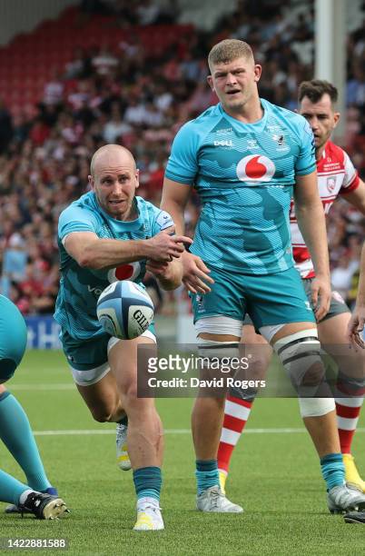 Dan Robson of Wasps passes the ball during the Gallagher Premiership Rugby match between Gloucester Rugby and Wasps at Kingsholm Stadium on September...