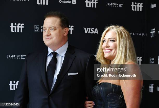 Brendan Fraser and Jeanne Moore attend "The Whale" Premiere during the 2022 Toronto International Film Festival at Royal Alexandra Theatre on...