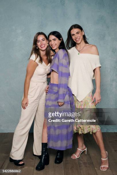 Paige Madison Evans, Luis De Filippis, and Carmen Madonia of "Something You Said Last Night" poses in the Getty Images Portrait Studio Presented by...
