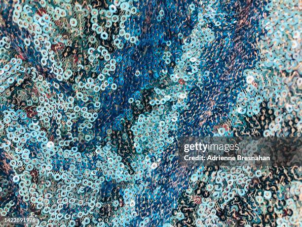 blue sequins costume fabric - sequin stock pictures, royalty-free photos & images