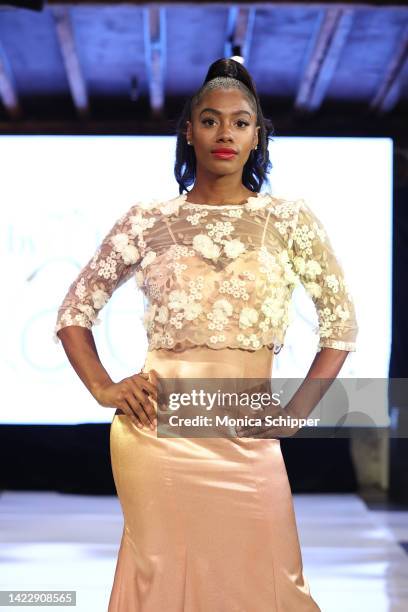 Model walks the runway for By Alexas during The Fashion Life Tour presents New York Fashion Week hosted by Kiara Belen on September 10, 2022 in New...