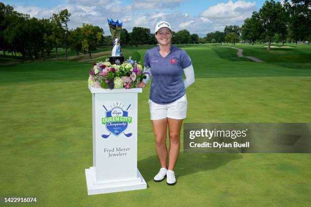 Ally Ewing of the United States poses with the trophy after winning the Kroger Queen City Championship presented by P&G at Kenwood Country Club on...