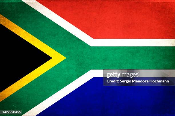 flag of south africa with a grunge texture - south african flag stock pictures, royalty-free photos & images
