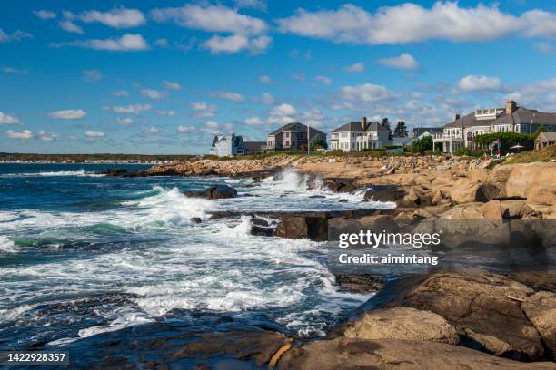 waterfront houses - york maine stock pictures, royalty-free photos & images
