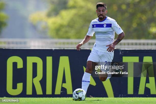 Joao Tavares of CD Feirense in action during the Liga Portugal 2 match between Belenenses SAD and CD Feirense at Estadio Nacional on September 11,...