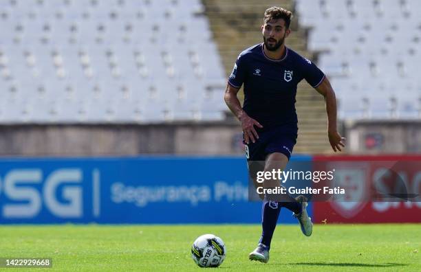 Tomas Castro of Belenenses SAD in action during the Liga Portugal 2 match between Belenenses SAD and CD Feirense at Estadio Nacional on September 11,...