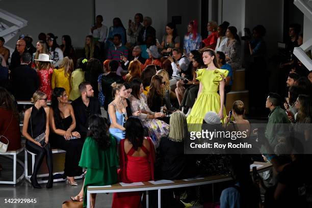 Models walk runway for the Badgley Mischka Spring '23 Runway Show during NYFW: The Shows 2022 at Spring Studios on September 11, 2022 in New York...