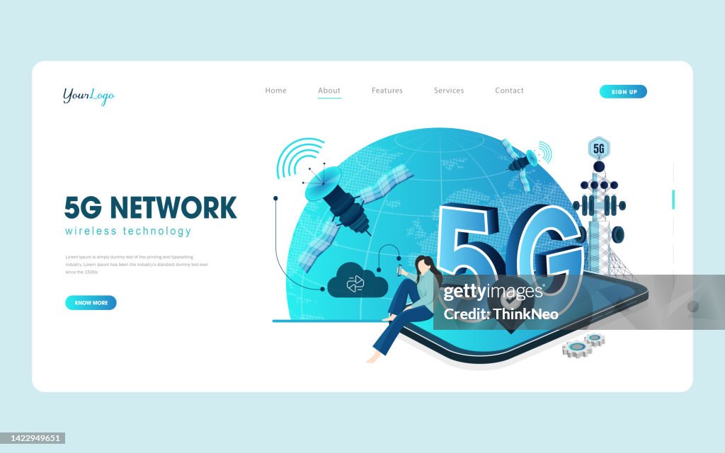Network 5g Vector 5g Network Wireless Technology Vector Illustration Isometric Smartphone ...