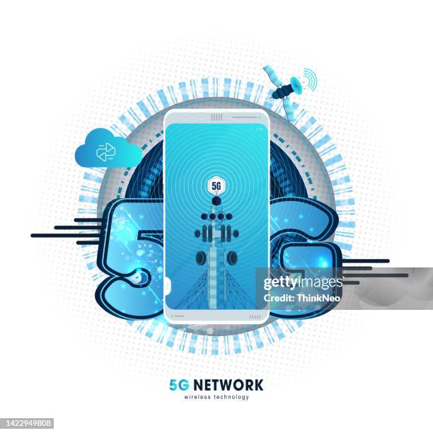 5g connection network internet. vector illustration concept - fiber optic cable white stock illustrations