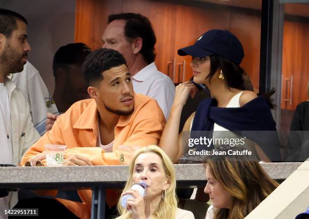 Devin Booker and Kendall Jenner attend the men's final on day 14 of the US Open 2022, 4th Grand Slam of the season, at the USTA Billie Jean King...