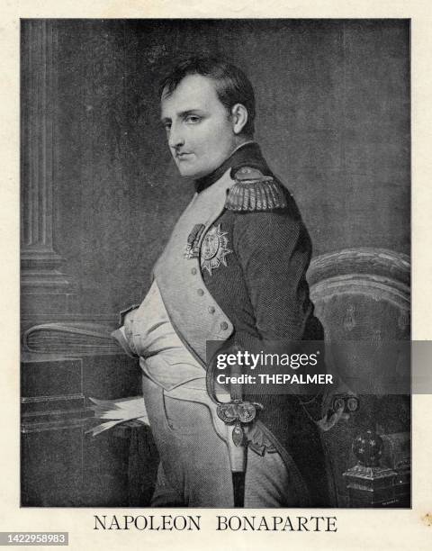 napoleon bonaparte gravur 1891 - napoleon stock-grafiken, -clipart, -cartoons und -symbole