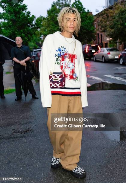 Rapper Iann Dior is seen arriving to Tommy Hilfiger fashion show during September 2022 New York Fashion Week at Skyline Drive-In on September 11,...