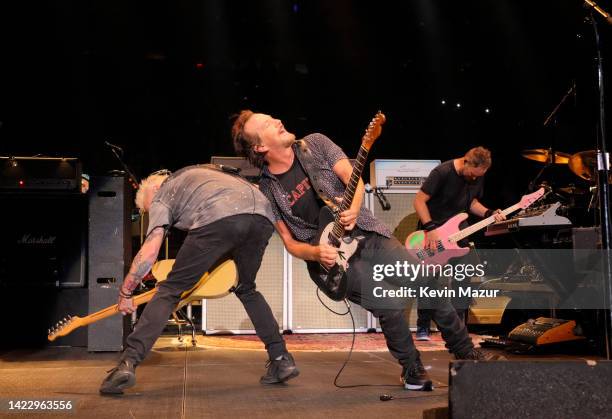 Mike McCready and Eddie Vedder of Pearl Jam perform onstage at Madison Square Garden on September 11, 2022 in New York City.